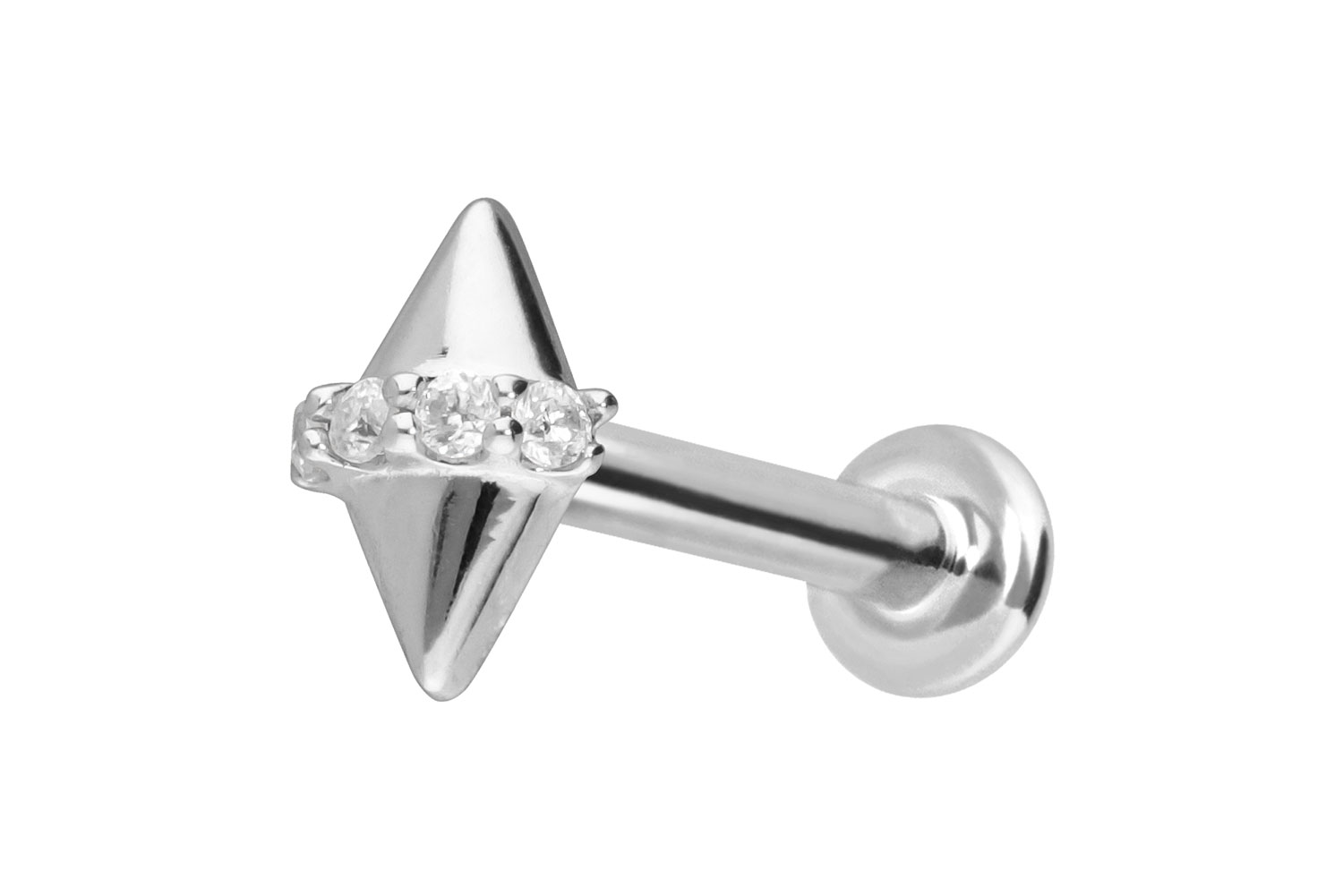 14 Karat Gold Labret Piercing mit Push Fit MOISSANITE + 2 SPITZEN